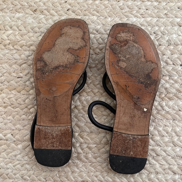 Emme Parsons Black Leather Flip Flops Size 38
